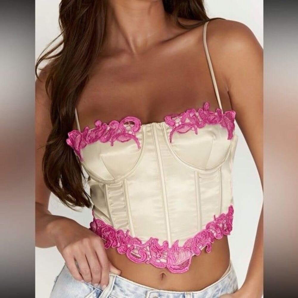 NWT Meshki Tatiana Corset Top size XXL nude pink with lace